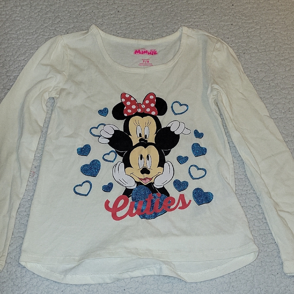 Disney Minnie Mouse Long Sleeve Shirt - Cream and Blue